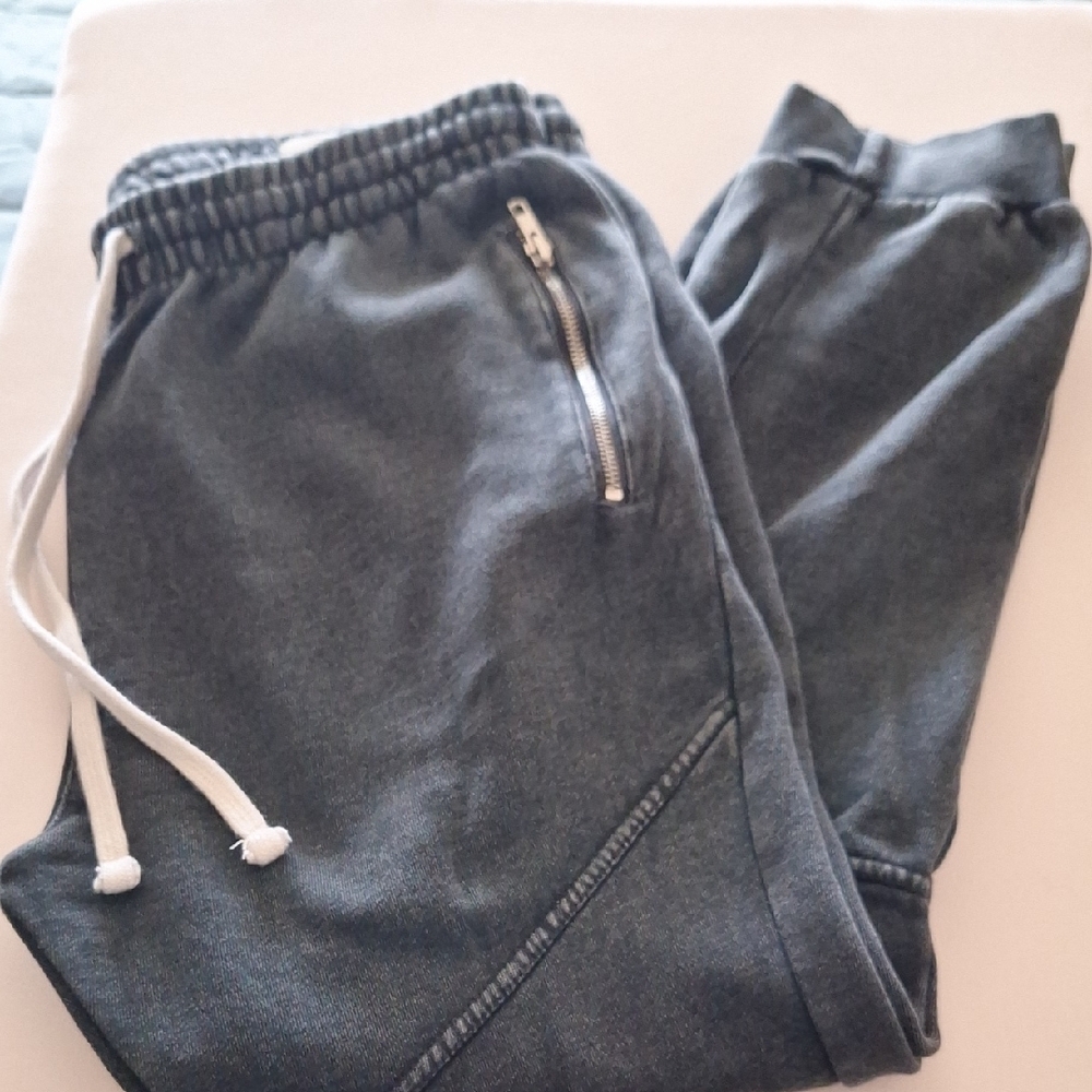 Gray Jogger Pants with Zipper Detail